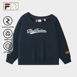 FILA  FUSION｜潦草小狗联名套头卫衣26冬新款女休闲斜肩宽松上衣