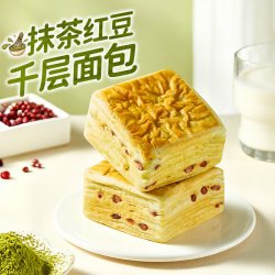 盼盼 抹茶红豆千层吐司面包片糕点营养早餐代餐独立包装休闲零食