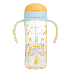 贝亲 自然成长翻盖直饮吸管奶瓶 马戏团彩绘 330ml