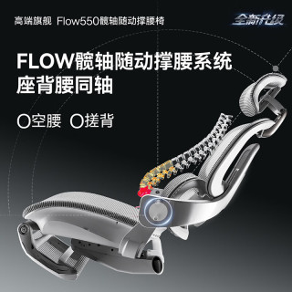 永艺 撑腰椅Flow550 人体工学电脑椅 全网电竞椅午休可躺办公椅 550全网无搁脚-黑-整椅