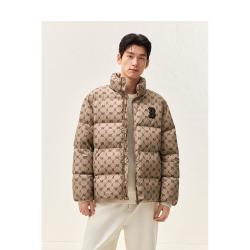 太平鸟 男装2024冬季款潮流面包服老花保暖外套男式羽绒服