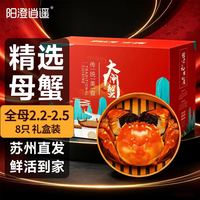 阳澄逍遥 大闸蟹 全母蟹 2.2-2.5两 8只装 礼盒中秋送礼