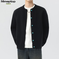 MMOPTOP 日系高级感简约针织衫春秋季男士针织衫开衫外套MMY01黑色2XL