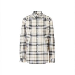 BURBERRY 春秋男士格纹单排扣翻领衬衫81043871