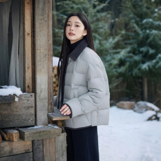 移动端：坦博尔 2024秋季衬衫领羽绒服女轻薄短款百搭外套