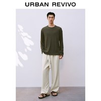 UR UR 男装时尚复古简约做旧领口长袖T恤 UMF460093