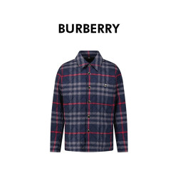 BURBERRY 自营Burberry博柏利男士格纹单排扣贴袋长袖棉服