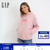 Gap 女装秋季logo毛巾绣套头连帽卫衣859631 粉色 M (165/88A)亚洲尺码