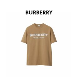 BURBERRY 自营欧洲直邮Burberry/博柏利 男士棕色棉质LOGO字母印花短袖T恤