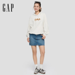Gap 女装秋季logo毛巾绣套头连帽卫衣859631 浅灰白 XS (155/80A)亚洲尺码