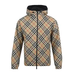 BURBERRY 格纹连帽宽松休闲男士双面穿夹克外套