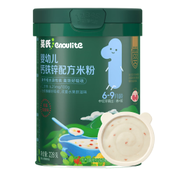 英氏 会员）婴幼儿米粉维D加钙草莓味228g宝宝辅食加铁米糊6月+