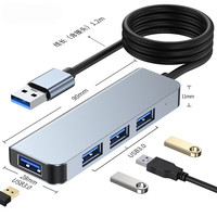 千飒 笔记本电脑扩展坞多口集线器分线器高速4口USB3.0拓展铝合金散热 type-c头一拖四USB3.0 13.5CM长