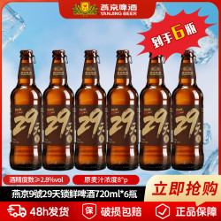 燕京啤酒 29天锁鲜啤酒 720ml*6瓶 麦香浓郁口感清爽酒体纯净
