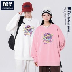 NASA MCQ 春秋基础简约印花圆领卫衣男女同款宽松休闲百搭套头休闲上衣BLH