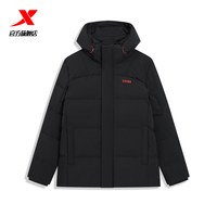 特步 连帽羽绒服男冬季新款官方男装运动上衣宽松防风保暖外套男
