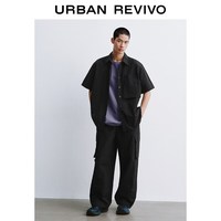 URBAN REVIVO UUY260016 平扣翻领开襟衬衫 黑色 S
