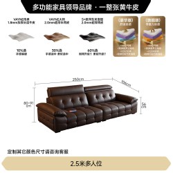 FA SA DI HOUSEHOLD 可调节靠头劳伦斯真皮头层牛皮意式简约现代客厅沙发