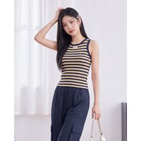 爱依服 2026夏秋新款韩系时尚条纹背心女百搭显瘦通勤日常休闲