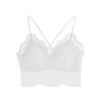 木木屋 夏季冰丝无痕小吊带固定一体乳胶杯垫裹胸交叉性感美背内衣 蕾丝内衣 买一赠一