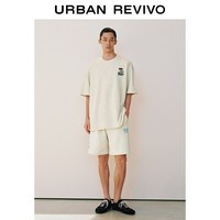 URBAN REVIVO UUV460170 串珠刺绣圆领短袖T恤 花灰 XS