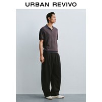 URBAN REVIVO UMF960012 撞色菱格 灰紫 S 男士针织衫