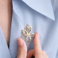 Annaya 玉兰花胸针奢华珍珠胸花轻奢高档气质西装大衣教师节礼物女