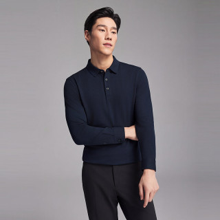 雅戈尔 男士春秋季7A抗菌可机洗羊毛混纺长袖POLO衫
