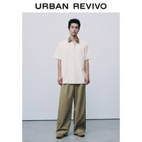 URBAN REVIVO UMM260022 棉质撞色领口 正黑 XS 短袖开襟衬衫