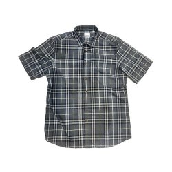BURBERRY 自营Burberry/博柏利 男士棉混纺格纹休闲单排扣短袖衬衫