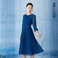 BBLLUUEE 粉蓝衣橱 女士飘逸文艺压褶连衣裙 531L382