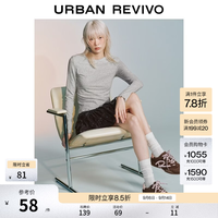 UR UR2026秋季新款女装休闲简约木耳边蝴蝶结修身T恤UYY460017 浅灰花灰 M
