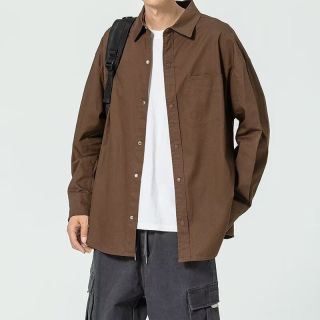 马登 日系复古工装衬衫男士夏季新款商务简约宽松百搭休闲长袖衬衣外套