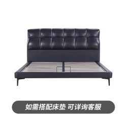 雅兰 黑巧 真皮床黑色极简头层牛皮主卧室双人床软包床md
