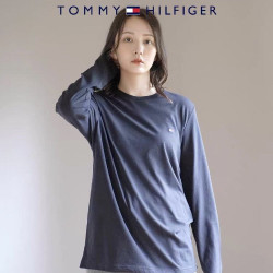 TOMMY HILFIGER 长袖T恤 男女通用 情侣款 棉 纯色