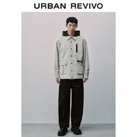UR2026春季新款男装潮流运动撞色连帽超宽松夹克外套UUN160004 浅灰 M