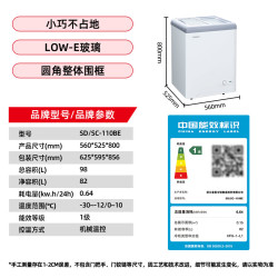 星星 冷柜商用冰柜小型展示柜节能一级能效推拉门雪糕柜冷藏保鲜柜