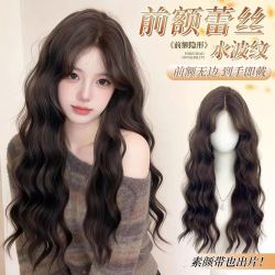 前额蕾丝假发女全头套蓬松秋冬水波纹羊毛卷日常整顶长卷发假发套