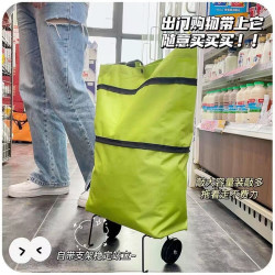 易思迪 购物袋带轮子可折叠买菜手拉+肩挎两用-海蓝色