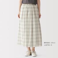 無印良品 MUJI 【抽褶半裙】女式强捻抽褶裙长半身裙女款裙子女装纯棉