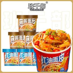 班干部 麻酱面皮红油面皮桶装101g方便面宽面泡面方便速食擀面皮