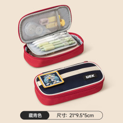 UEK 儿童笔袋小学生可爱多功能笔袋儿童学习用品收纳文具零钱包 玩趣徽章笔袋-藏青色