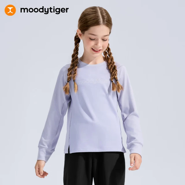 moodytiger 女童长袖T恤 吸湿透气 宇宙紫 130