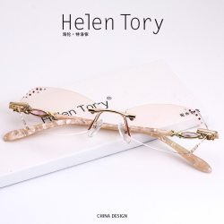 HelenTory 钻石切边无框近视眼镜架