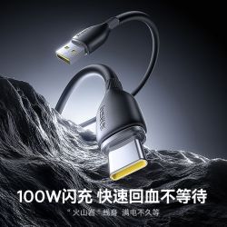 倍思 100W数据线A-C充电线6A 黑色 1m