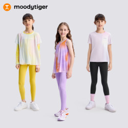 moodytiger 女童运动紧身裤防晒高弹春秋款可外穿瑜伽裤|小云朵 蕙兰紫 130 cm
