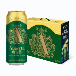 PLUS会员：Augerta 青岛一厂高端精酿大罐啤酒500mL*10罐礼盒装+赠青岛啤酒扎啤杯