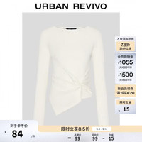UR 【扭结设计】UR2026秋季新款女装气质一字领不规则扭结长袖T恤UWM460190+