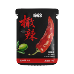 盐中甜 一米八橄辣橄榄油辣椒酱香辣豆豉拌面拌饭下饭酱蘸料小袋装
