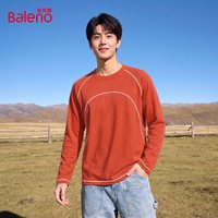 班尼路 橙色哈苏线插肩抑菌速干防晒长袖t恤男秋季新款潮牌打底衫A